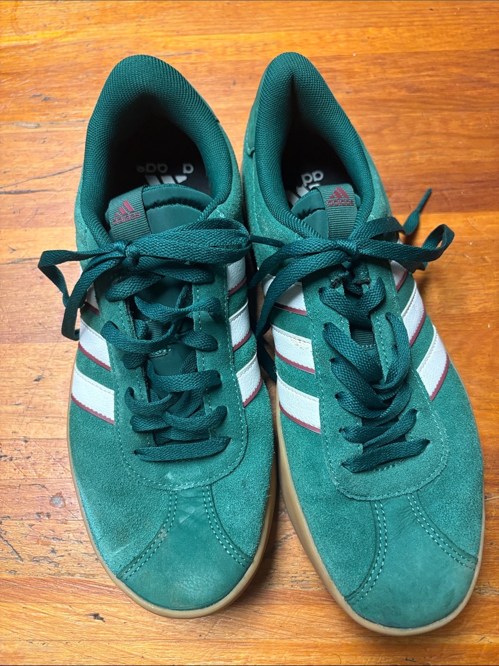 adidas Green Suede Sneakers with White Stripes